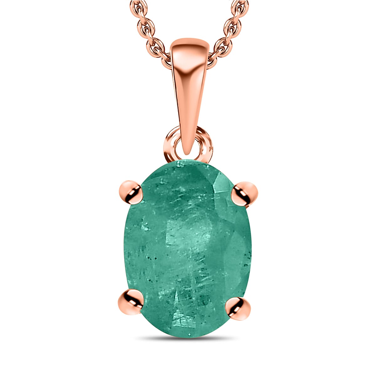 Kagem Zambian Emerald Solitaire Pendant Necklace 20 Inches in Platinum Over Sterling Silver 0.80 ctw