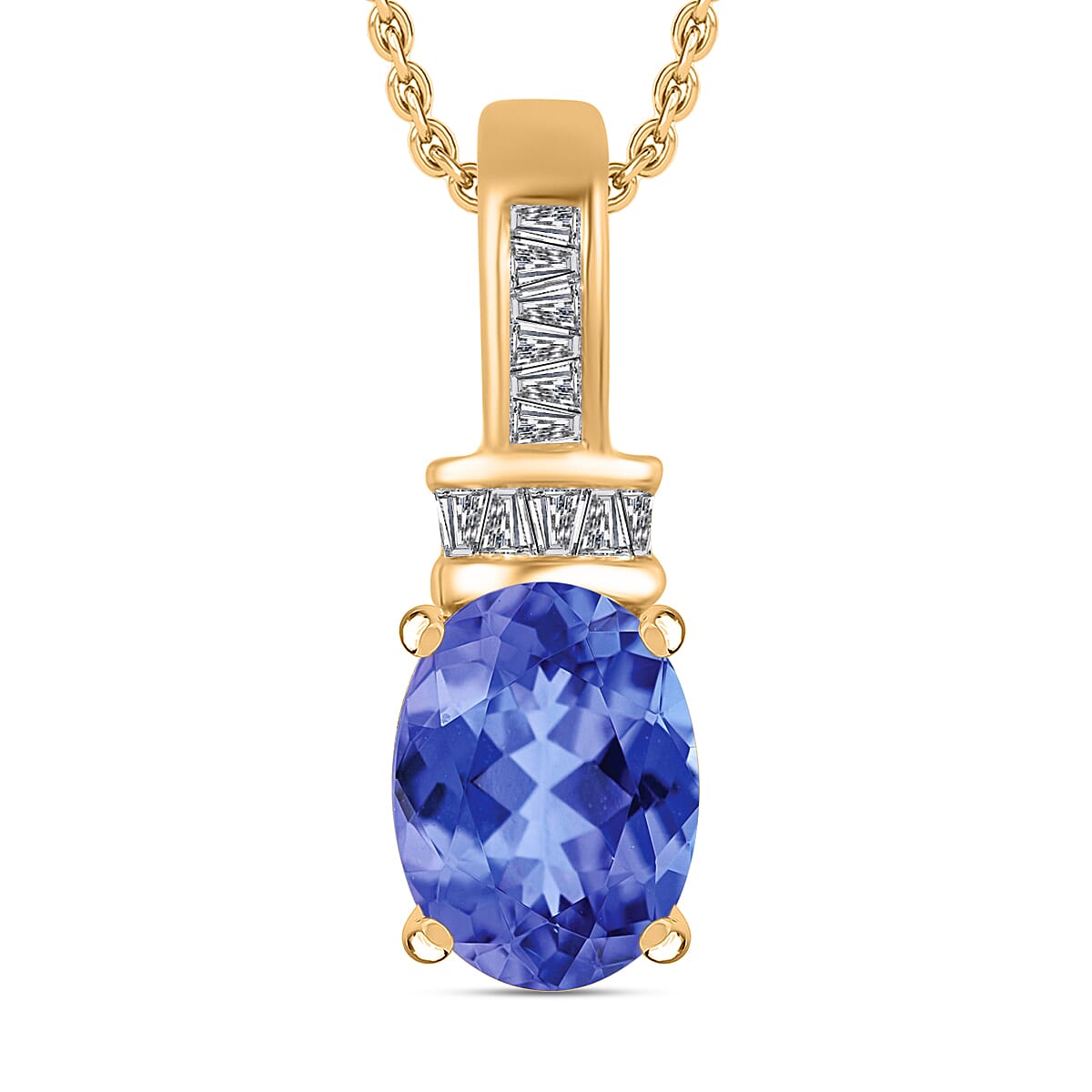 Luxoro Premium Tanzanite and G-H I1 Diamond Pendant Necklace 20 Inches in 14K White Gold 1.40 ctw