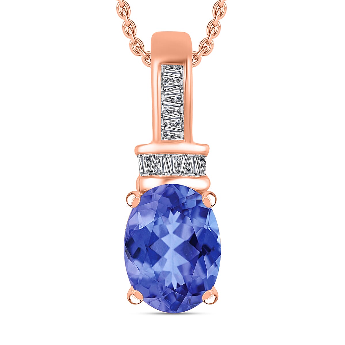 Luxoro Premium Tanzanite and G-H I1 Diamond Pendant Necklace 20 Inches in 14K White Gold 1.40 ctw