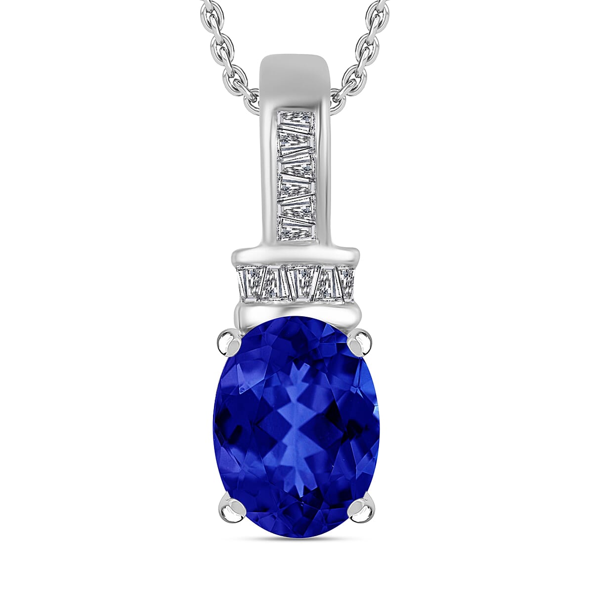 Luxoro Premium Tanzanite and G-H I1 Diamond Pendant Necklace 20 Inches in 14K White Gold 1.40 ctw