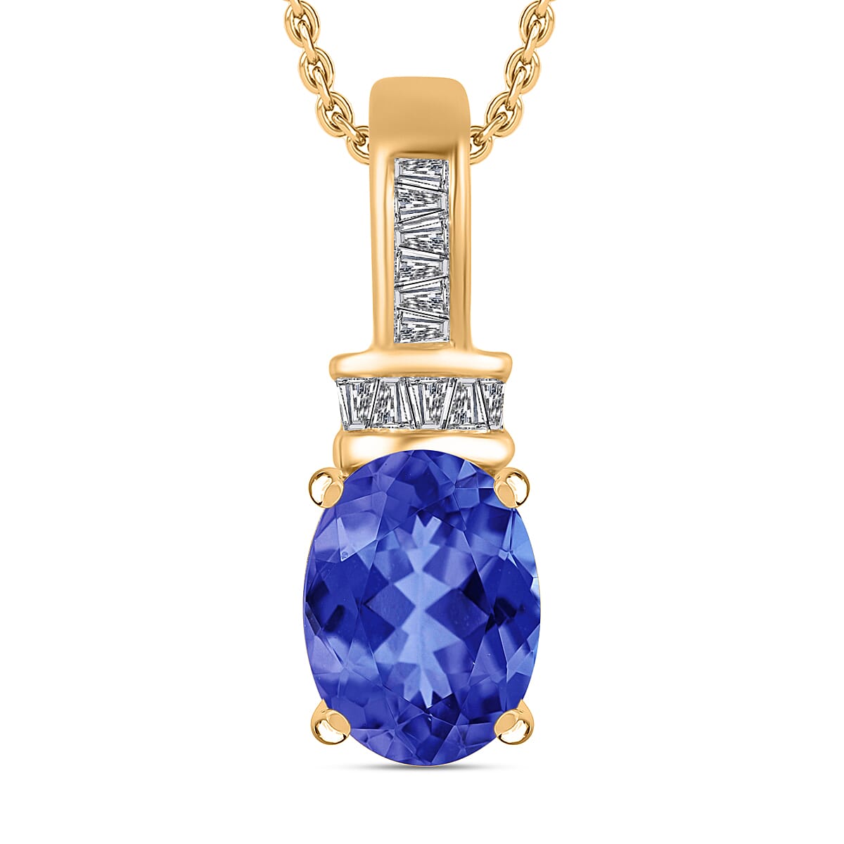Luxoro Premium Tanzanite and G-H I1 Diamond Pendant Necklace 20 Inches in 14K White Gold 1.40 ctw