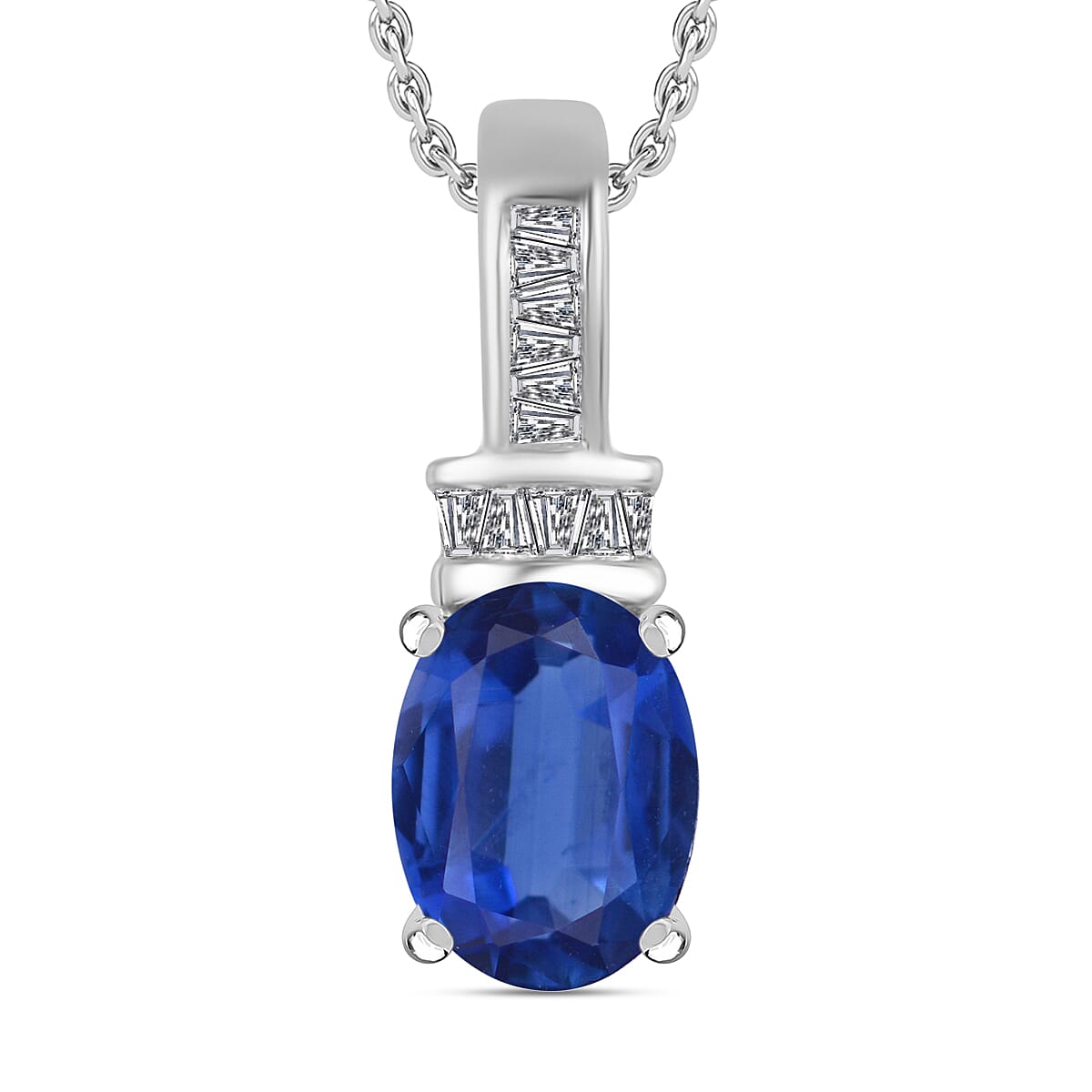 Luxoro Premium Tanzanite and G-H I1 Diamond Pendant Necklace 20 Inches in 14K White Gold 1.40 ctw