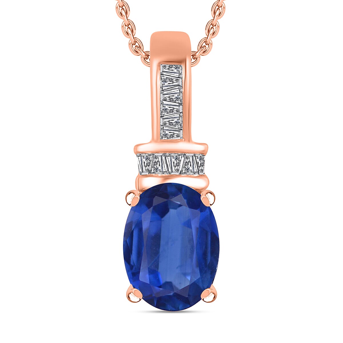 Luxoro Premium Tanzanite and G-H I1 Diamond Pendant Necklace 20 Inches in 14K White Gold 1.40 ctw