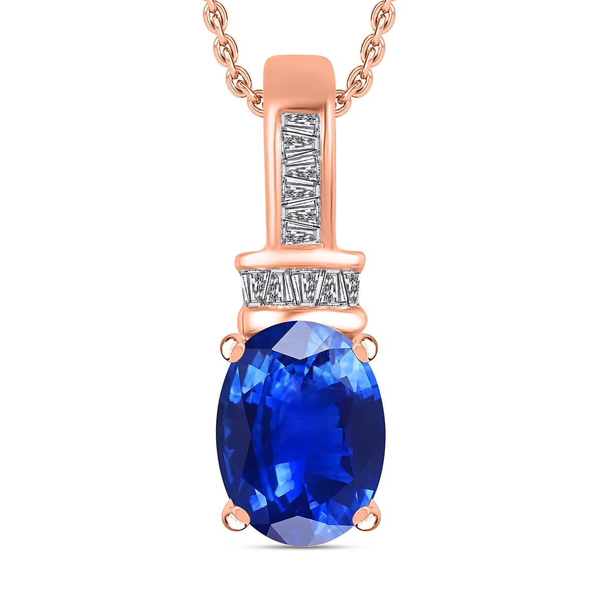 Luxoro Premium Tanzanite and G-H I1 Diamond Pendant Necklace 20 Inches in 14K White Gold 1.40 ctw