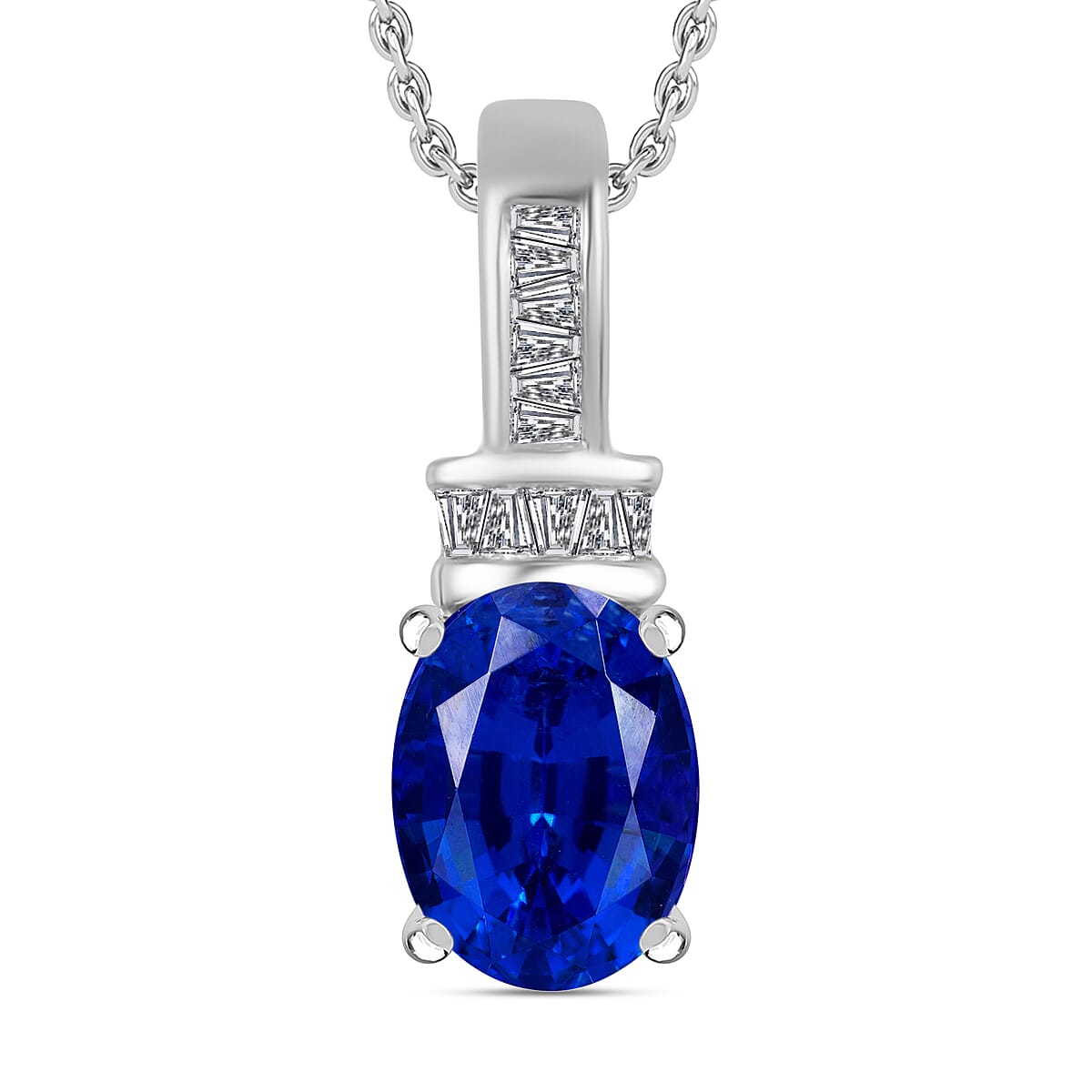 Luxoro Premium Tanzanite and G-H I1 Diamond Pendant Necklace 20 Inches in 14K White Gold 1.40 ctw