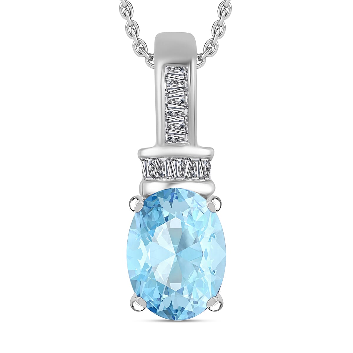 Luxoro Premium Tanzanite and G-H I1 Diamond Pendant Necklace 20 Inches in 14K White Gold 1.40 ctw