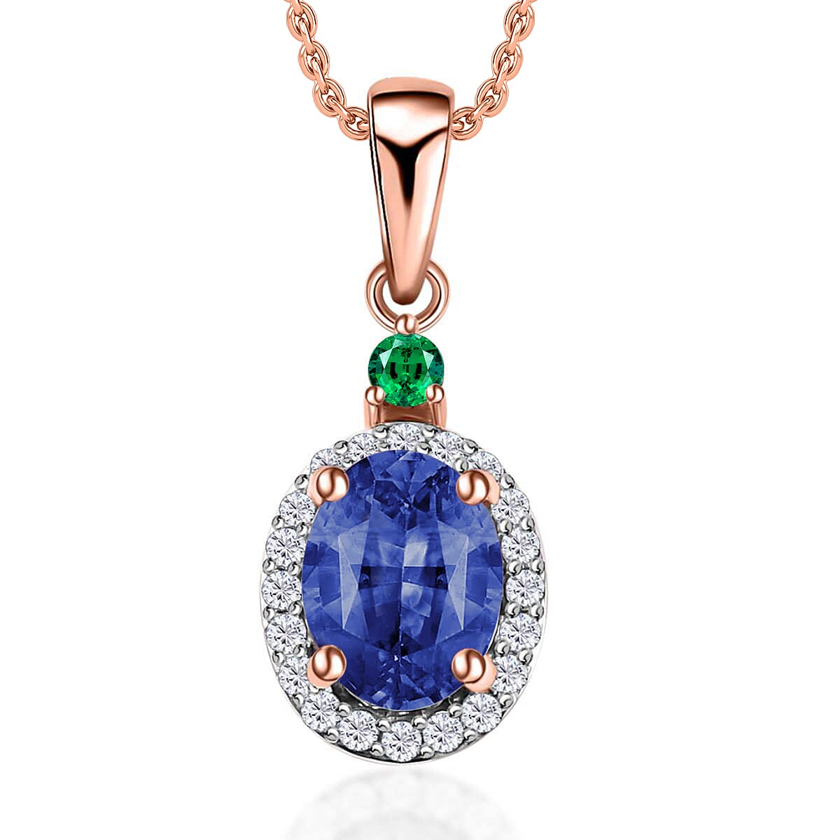 Luxoro 14K White Gold Premium Marropino Morganite, Boyaca Colombian Emerald, Diamond (G-H, I1) (0.16 cts) Pendant Necklace 20 Inches 1.55 ctw