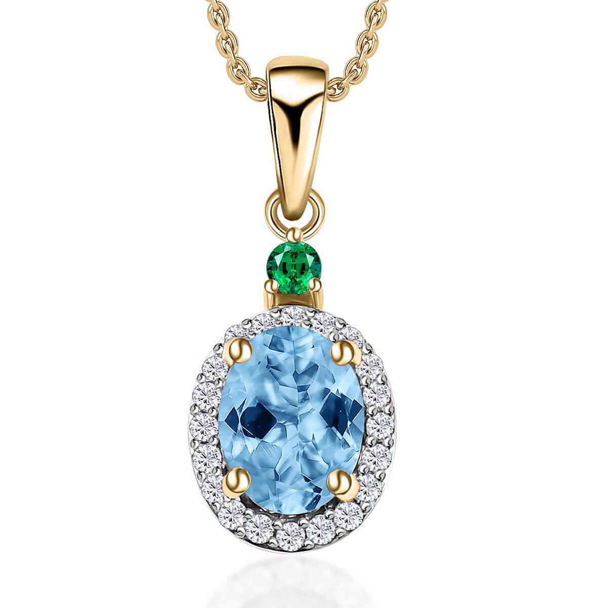 Luxoro 14K White Gold Premium Marropino Morganite, Boyaca Colombian Emerald, Diamond (G-H, I1) (0.16 cts) Pendant Necklace 20 Inches 1.55 ctw