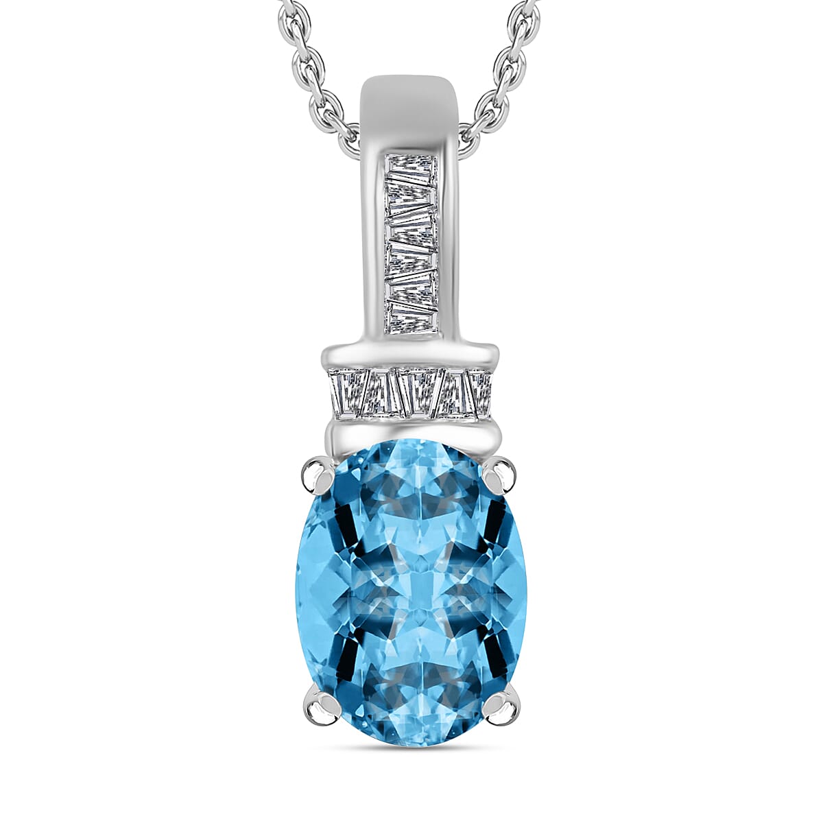 Luxoro Premium Tanzanite and G-H I1 Diamond Pendant Necklace 20 Inches in 14K White Gold 1.40 ctw