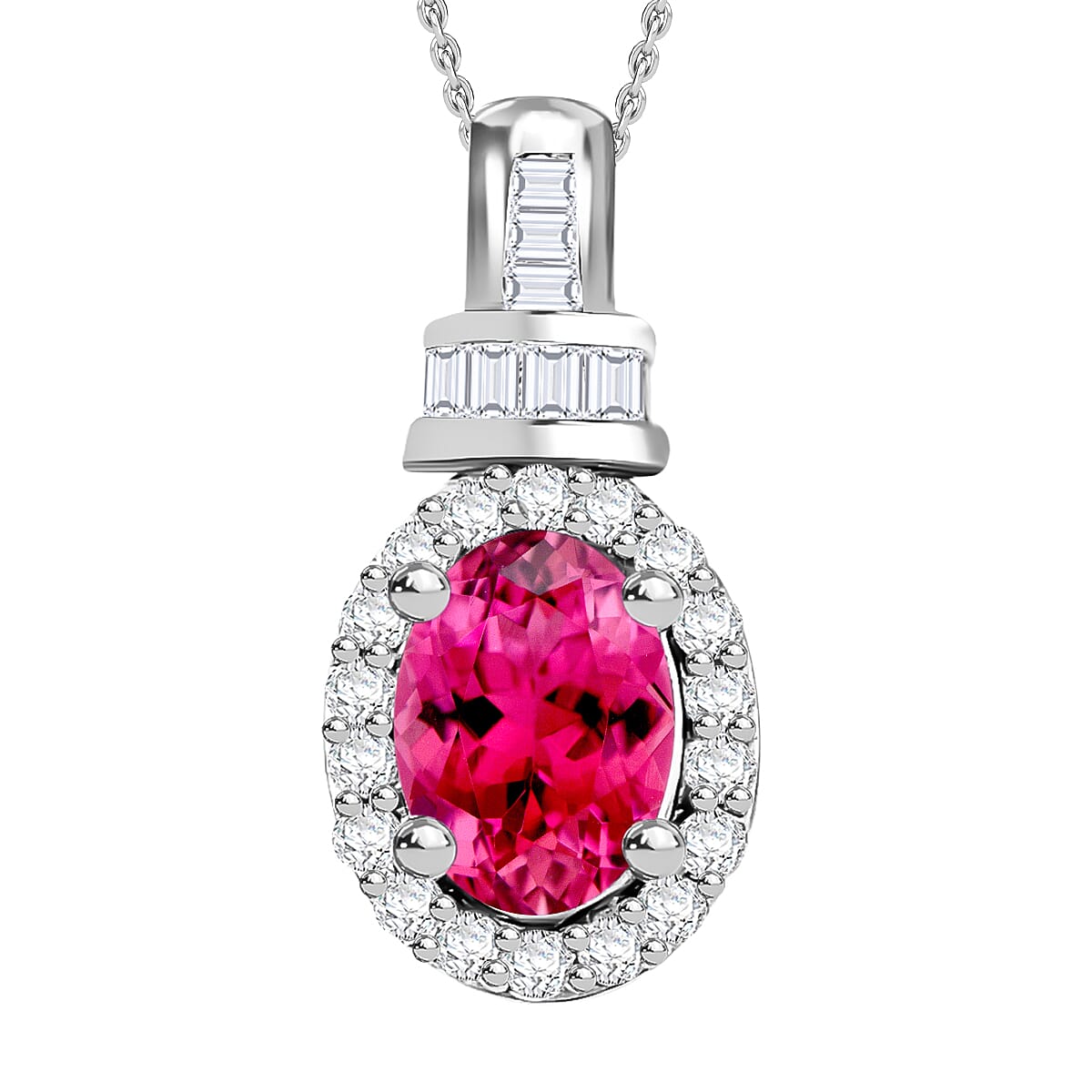 Tanzanite and Diamond 1.00 ctw Pendant Necklace 20 Inches in Rhodium Over Sterling Silver