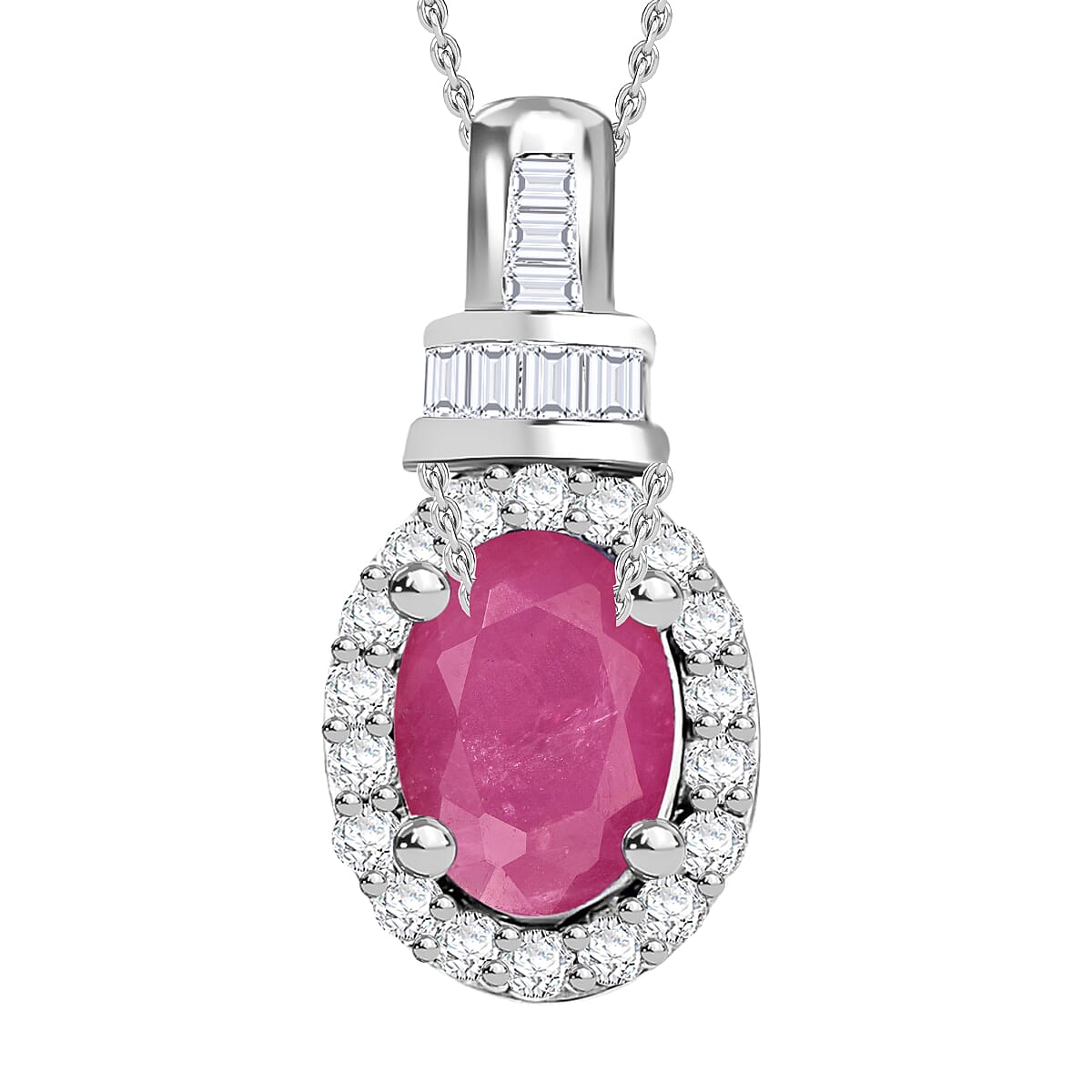 Tanzanite and Diamond 1.00 ctw Pendant Necklace 20 Inches in Rhodium Over Sterling Silver