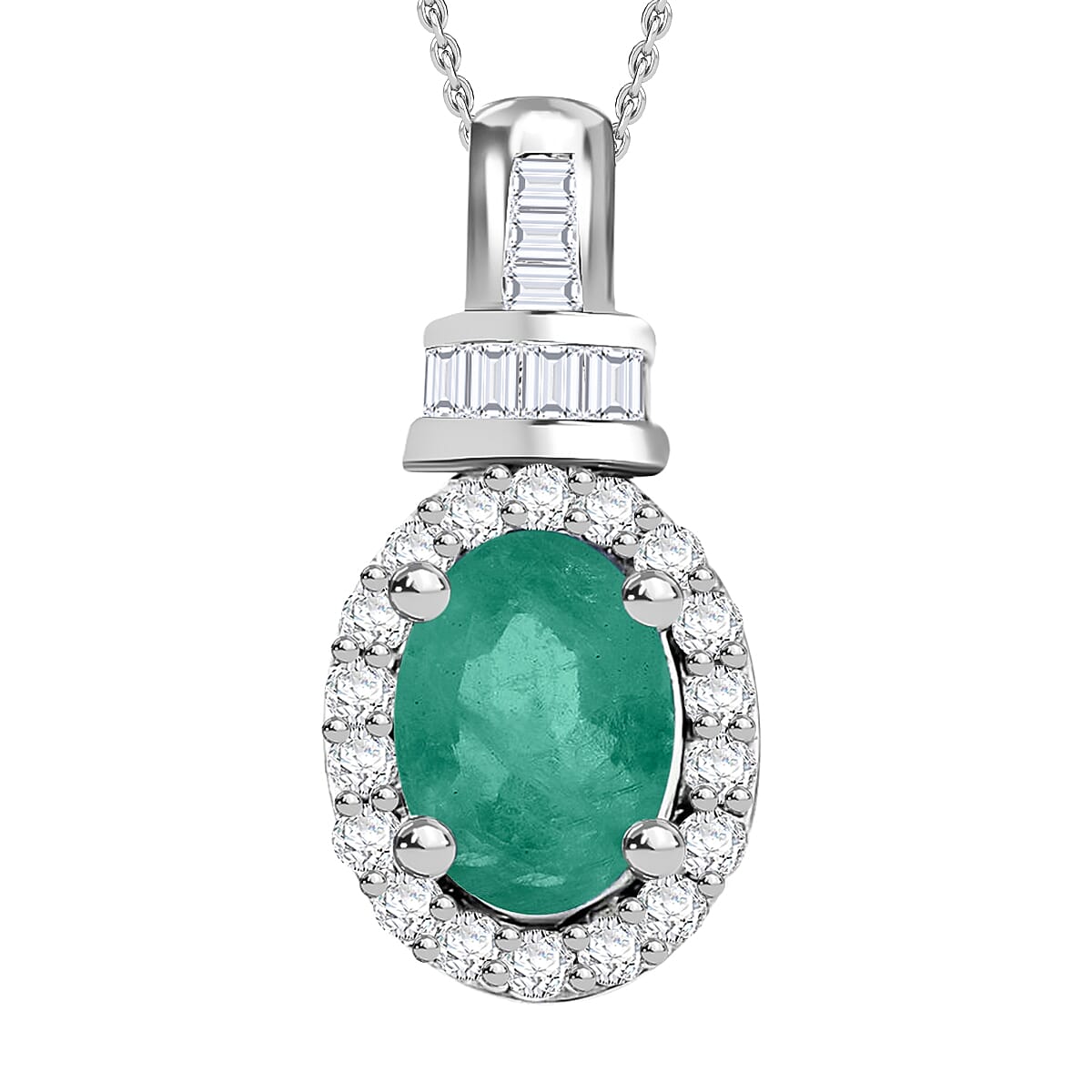 Tanzanite and Diamond 1.00 ctw Pendant Necklace 20 Inches in Rhodium Over Sterling Silver