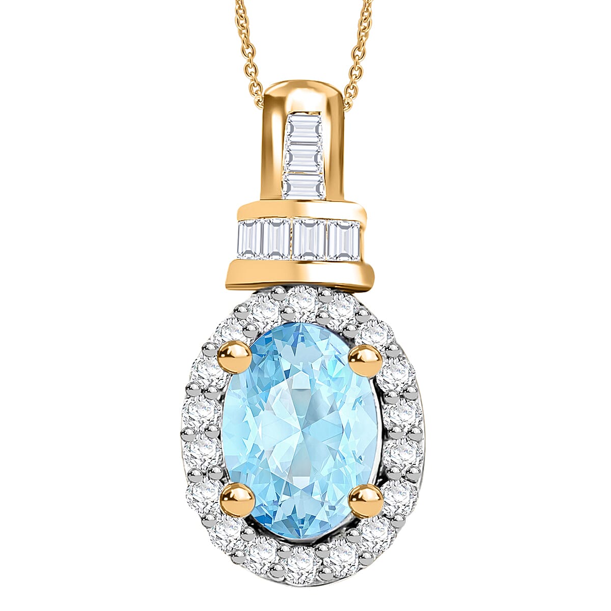 Tanzanite and Diamond 1.00 ctw Pendant Necklace 20 Inches in Rhodium Over Sterling Silver