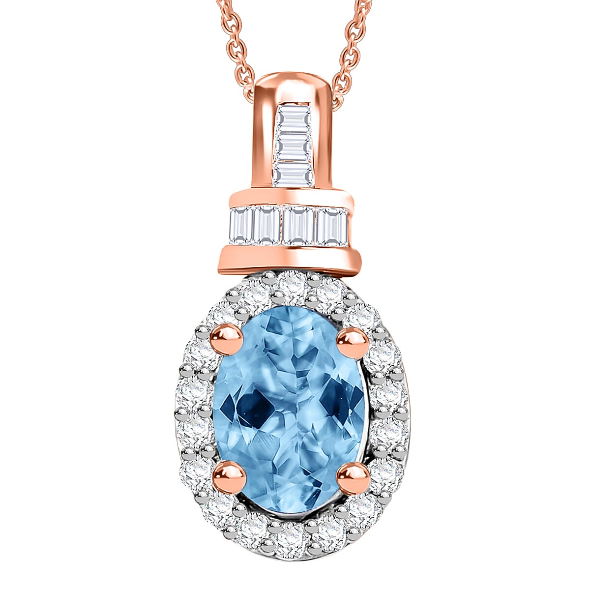 Tanzanite and Diamond 1.00 ctw Pendant Necklace 20 Inches in Rhodium Over Sterling Silver