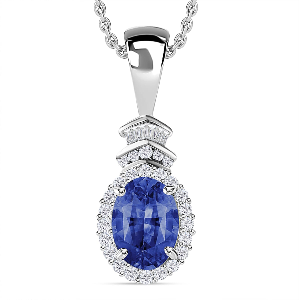 Rhapsody AAAA Tanzanite and E-F VS2 Diamond 1.60 ctw Pendant Necklace 20 Inches in 18K Yellow Gold