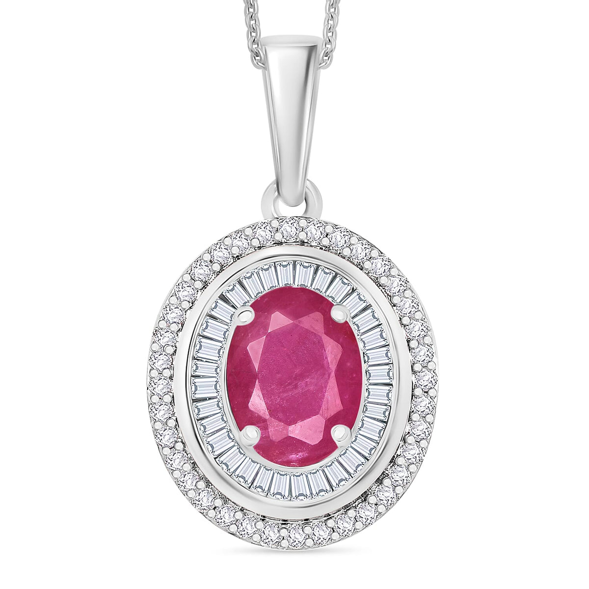 Luxoro Premium Kagem Zambian Emerald and G-H I2 Diamond Pendant Necklace 20 Inches in 10K White Gold 2.25 ctw