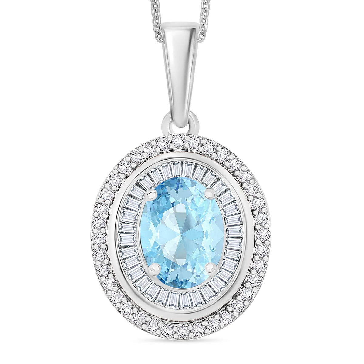 Luxoro Premium Kagem Zambian Emerald and G-H I2 Diamond Pendant Necklace 20 Inches in 10K White Gold 2.25 ctw