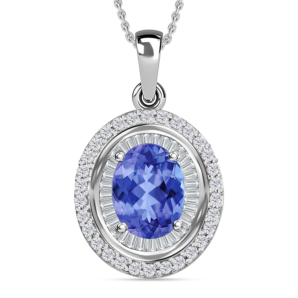 Luxoro Premium Kagem Zambian Emerald and G-H I2 Diamond Pendant Necklace 20 Inches in 10K White Gold 2.25 ctw