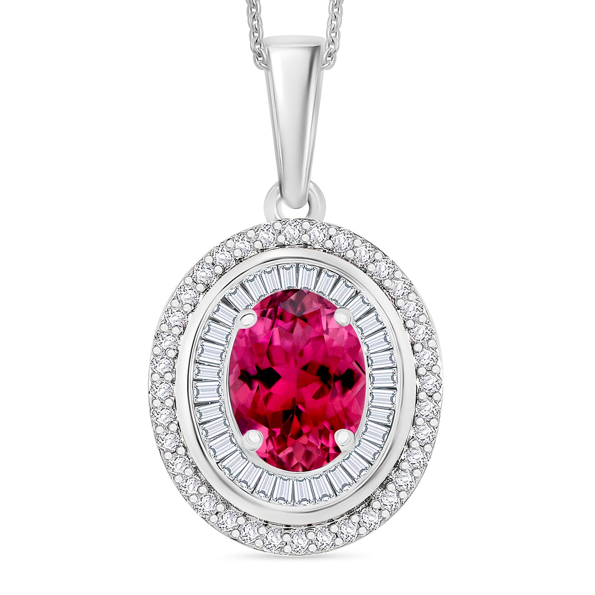 Luxoro Premium Kagem Zambian Emerald and G-H I2 Diamond Pendant Necklace 20 Inches in 10K White Gold 2.25 ctw