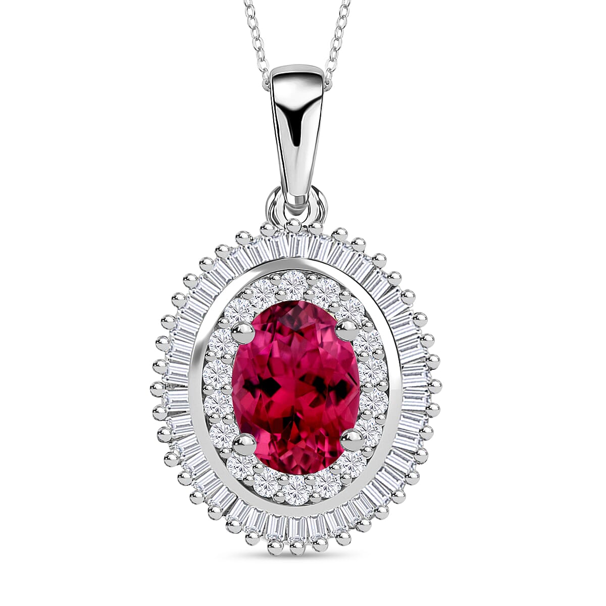 Rhapsody AAAA Mozambique Ruby and E-F VS2 Diamond Pendant Necklace 20 Inches in 950 Platinum 1.08 ctw