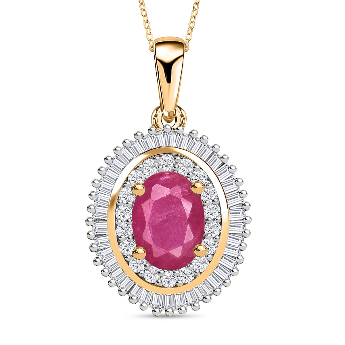 Rhapsody AAAA Mozambique Ruby and E-F VS2 Diamond Pendant Necklace 20 Inches in 950 Platinum 1.08 ctw