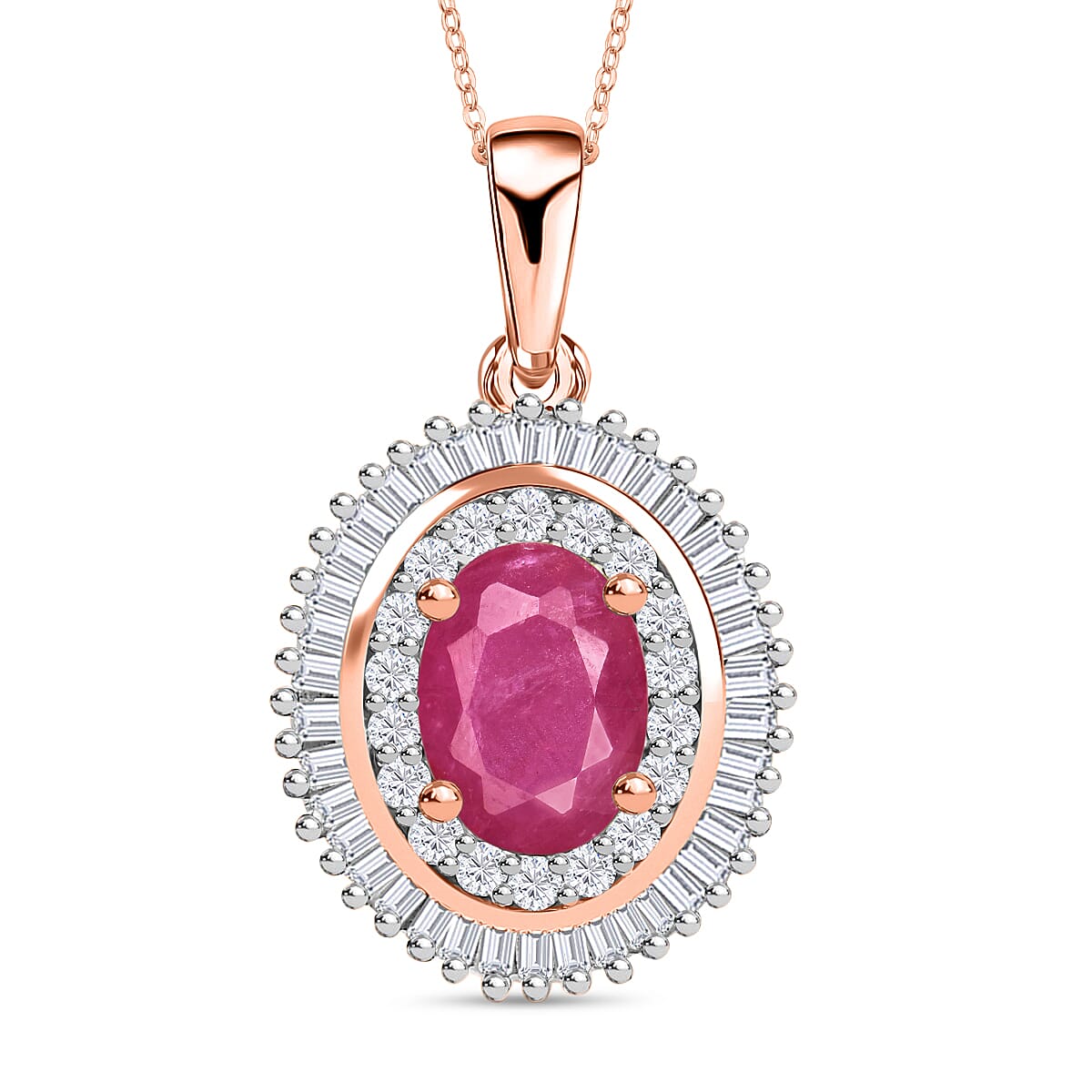 Rhapsody AAAA Mozambique Ruby and E-F VS2 Diamond Pendant Necklace 20 Inches in 950 Platinum 1.08 ctw