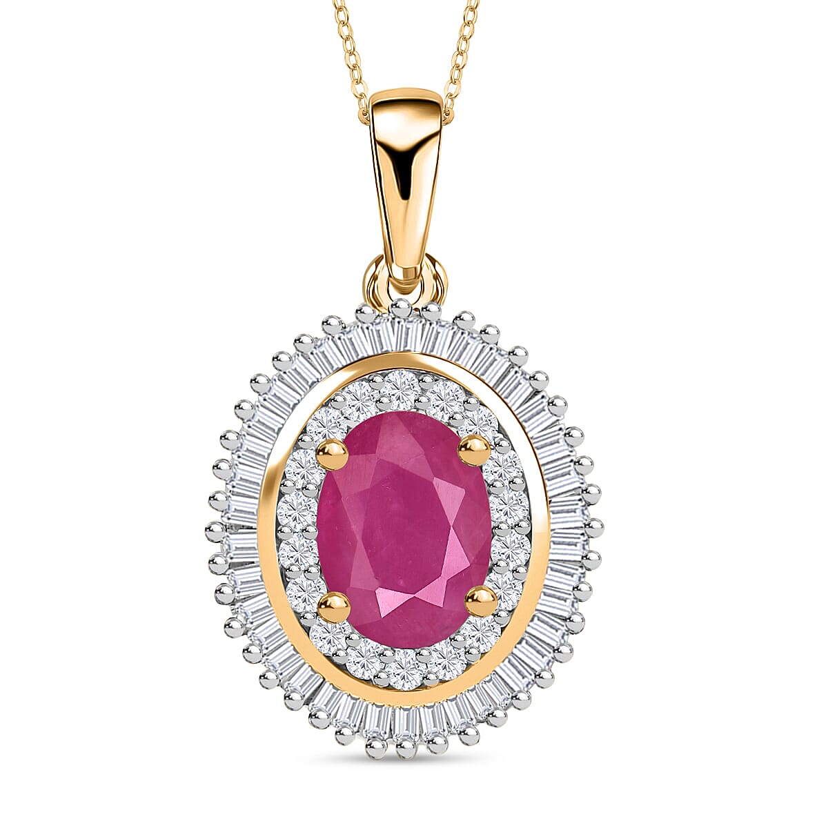 Rhapsody AAAA Mozambique Ruby and E-F VS2 Diamond Pendant Necklace 20 Inches in 950 Platinum 1.08 ctw