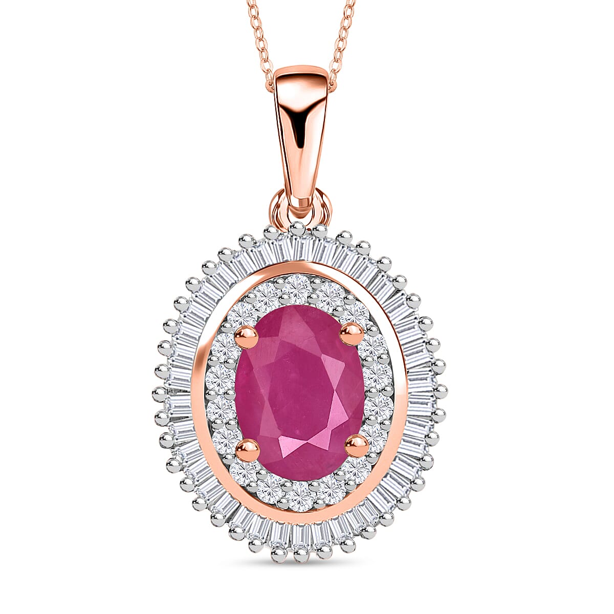 Rhapsody AAAA Mozambique Ruby and E-F VS2 Diamond Pendant Necklace 20 Inches in 950 Platinum 1.08 ctw