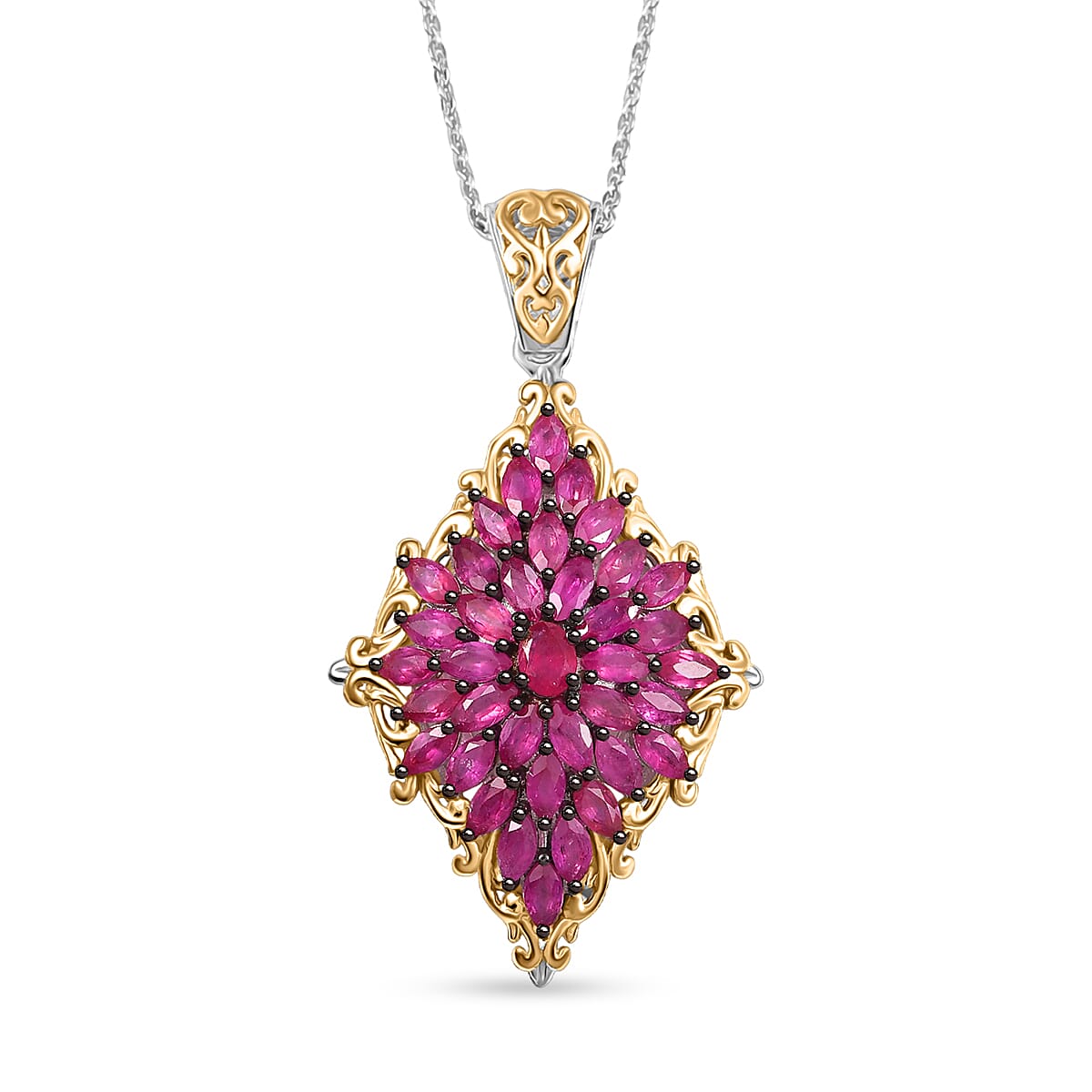 D'Joy Premium Narsipatnam Alexandrite 3.25 ctw Pendant Necklace 20 Inches in 18K Vermeil YG and Rhodium Over Sterling Silver