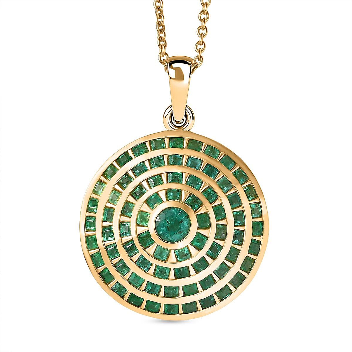 Kagem Zambian Emerald Pendant Necklace (20 Inches) in 18K Vermeil YG Over Sterling Silver 3.45 ctw
