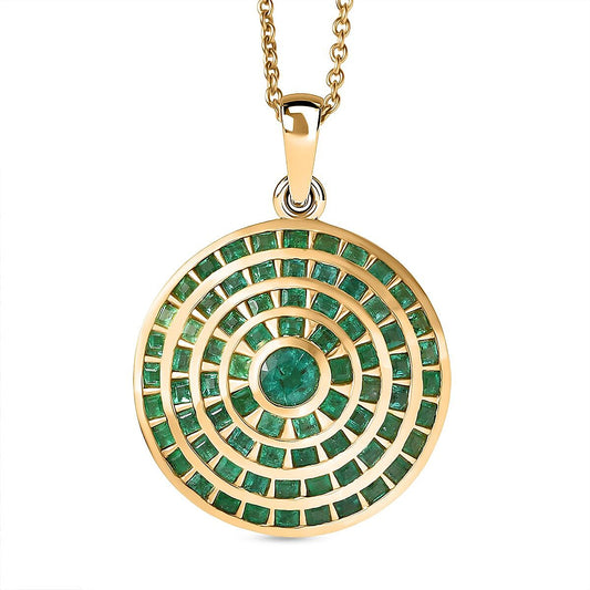 Kagem Zambian Emerald Pendant Necklace (20 Inches) in 18K Vermeil YG Over Sterling Silver 3.45 ctw