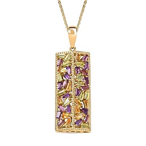 GP Multi Gemstone Pendant Necklace (20 Inches) in 18K Vermeil YG Over Sterling Silver 3.01 ctw
