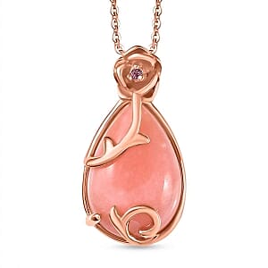 D''Joy Vinicunca Peruvian Opal, Lotus Garnet Pendant Necklace (18 Inches) in 18K Vermeil RG Over Sterling Silver 2.30 ctw