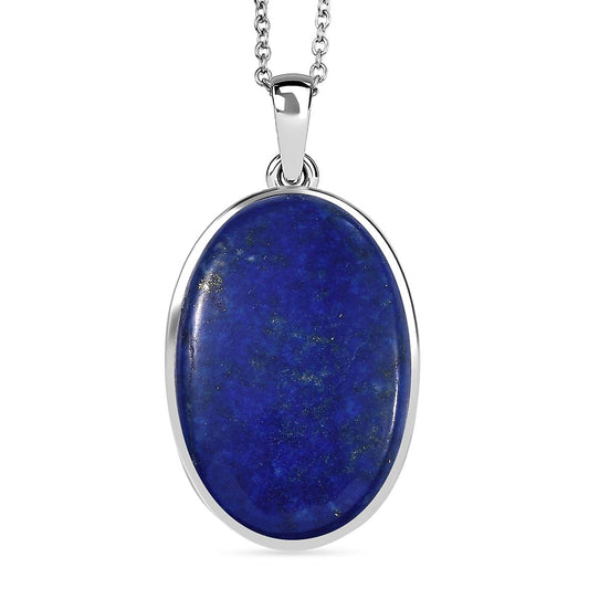 EverTrue Lapis Lazuli Pendant in 14K YG and Platinum Over Copper with Stainless Steel Necklace (20 Inches) 29.00 ctw