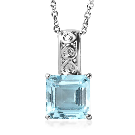 EverTrue Sky Blue Topaz Pendant Necklace (20 Inches) in Stainless Steel 6.20 ctw 4410568