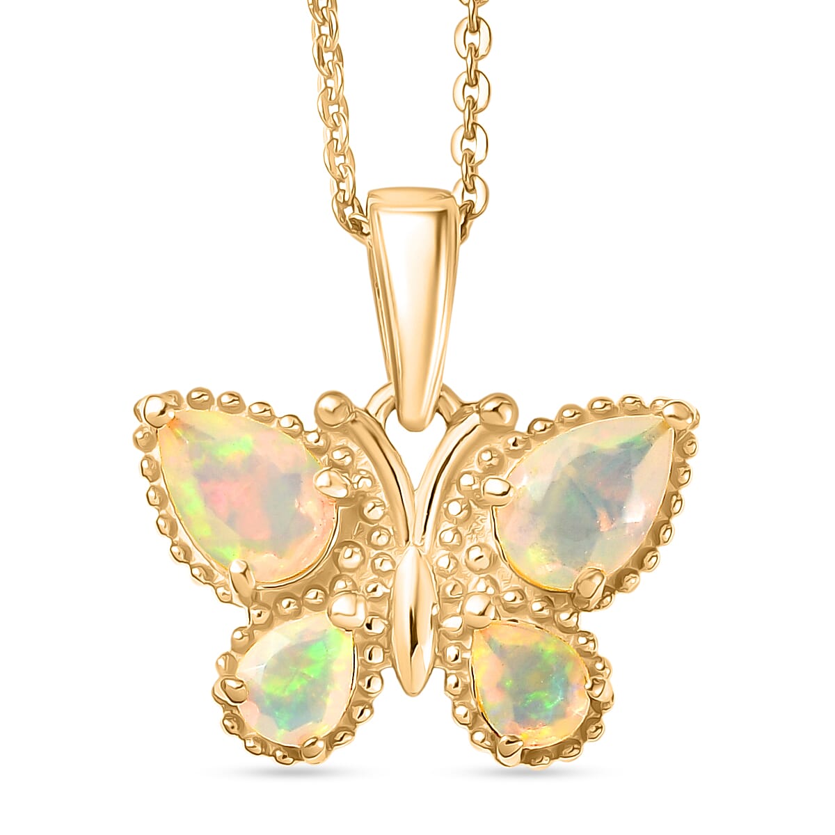 D''Joy Premium Ethiopian Welo Opal Pendant Necklace (20 Inches) in 14K YG Over Sterling Silver 0.70 ctw