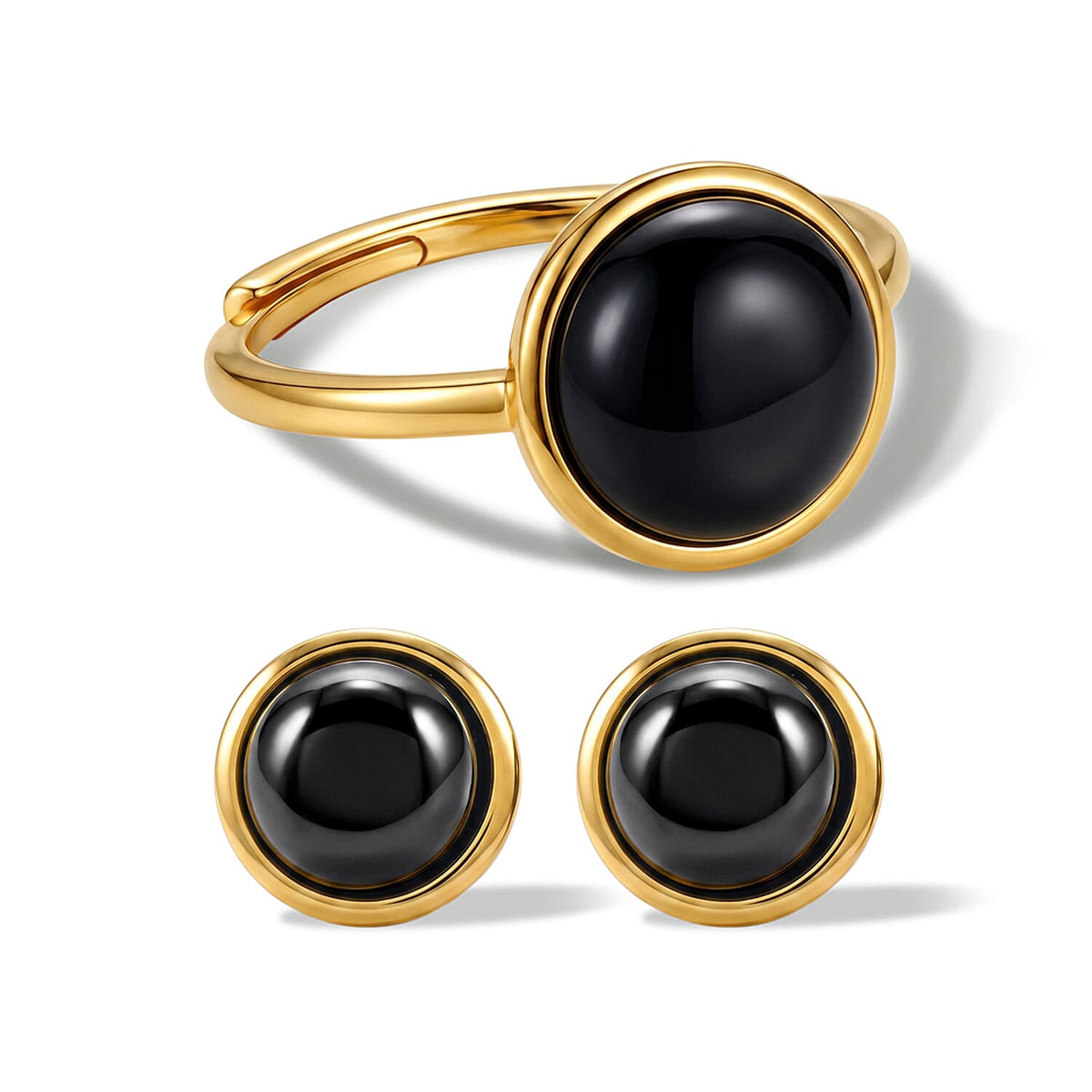 2 Piece Set - African Amethyst 11.00 ctw Earrings and Ring (Adjustable) in Goldtone