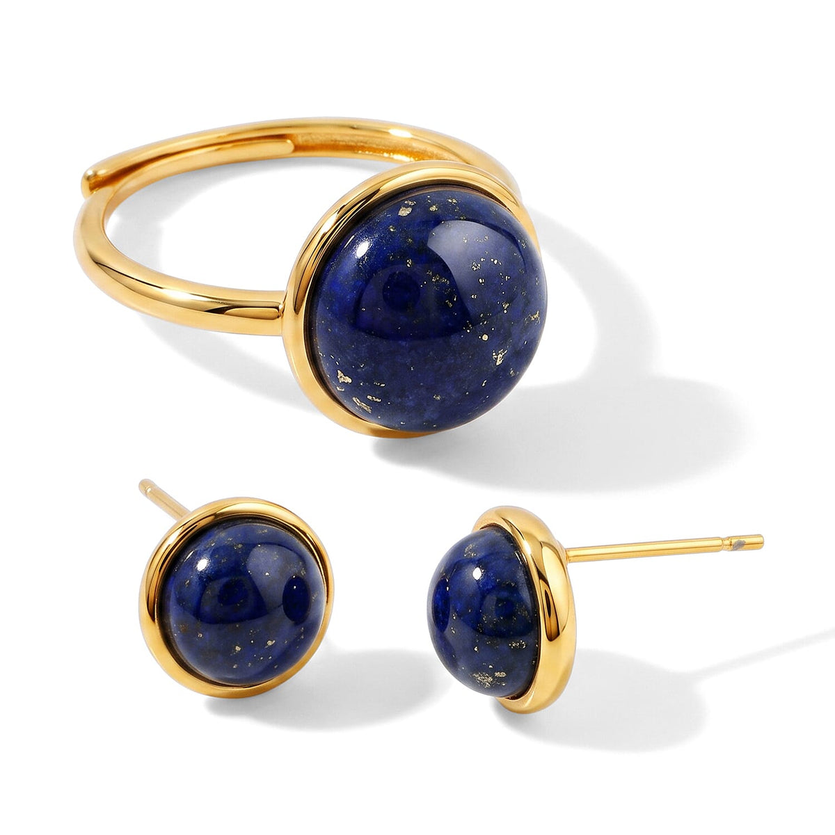 2 Piece Set - African Amethyst 11.00 ctw Earrings and Ring (Adjustable) in Goldtone
