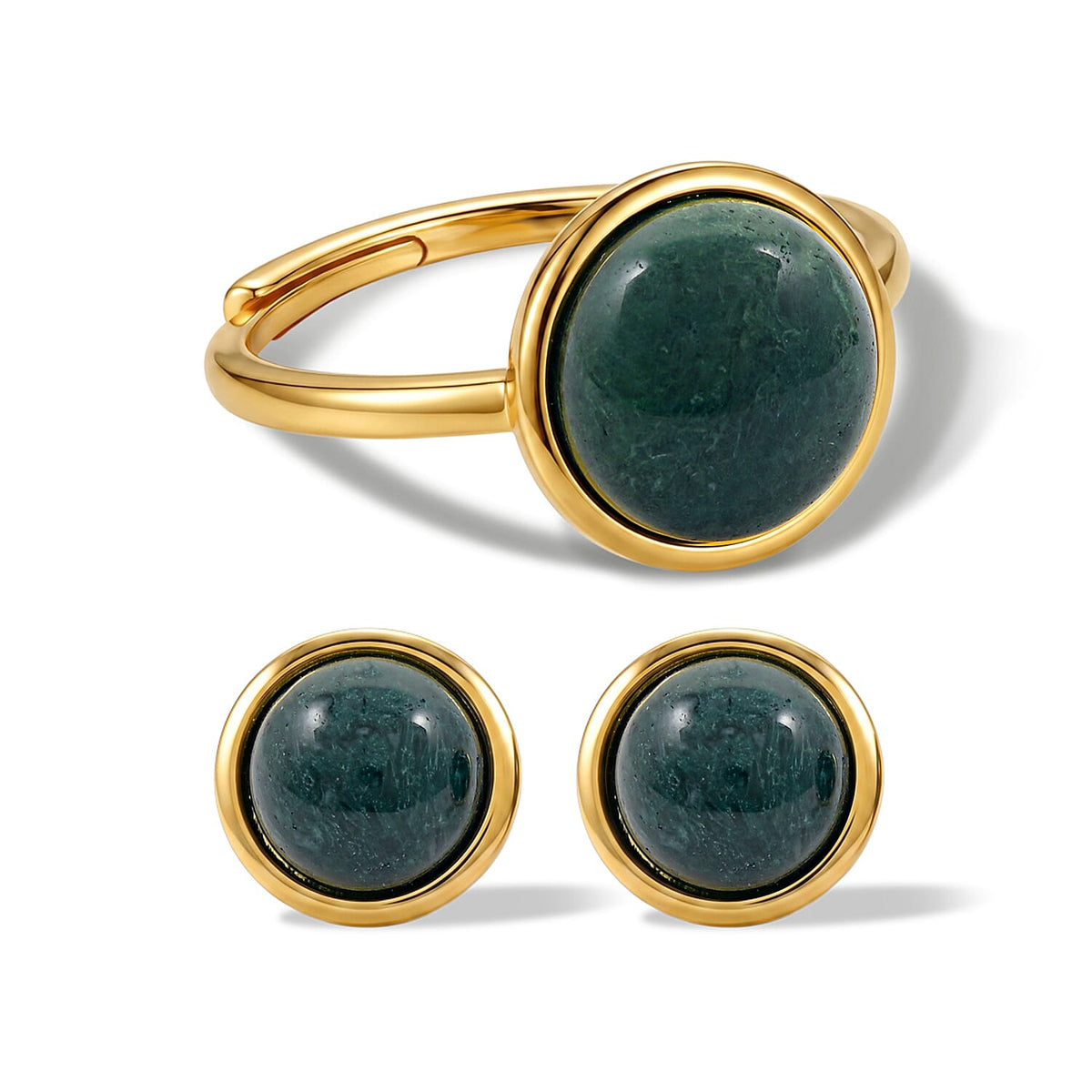 2 Piece Set - African Amethyst 11.00 ctw Earrings and Ring (Adjustable) in Goldtone