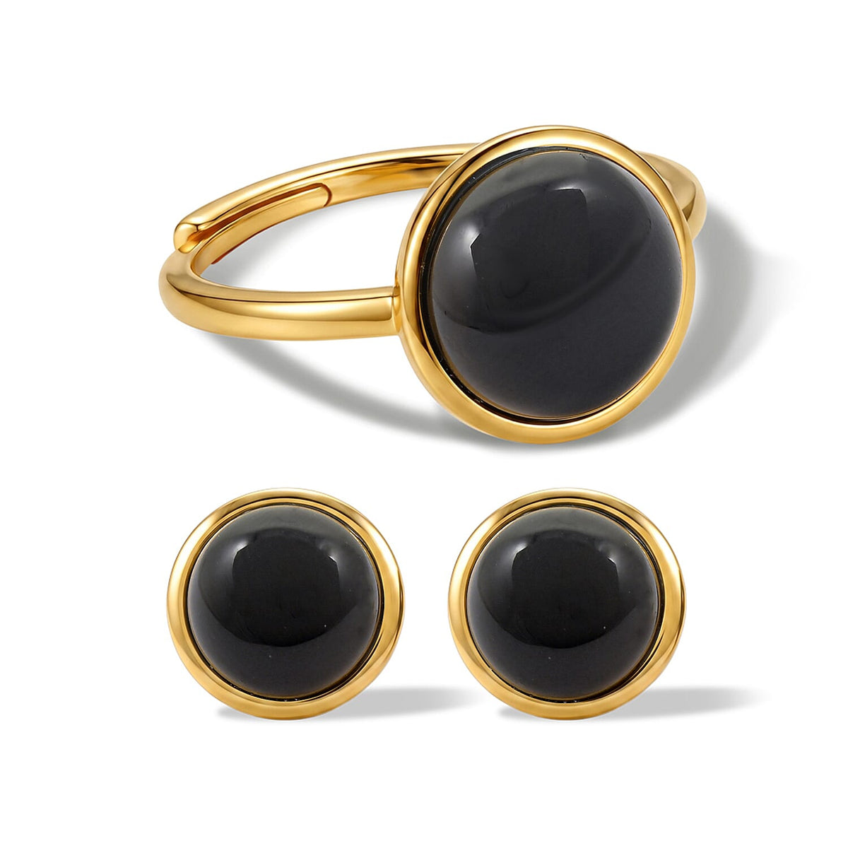 2 Piece Set - African Amethyst 11.00 ctw Earrings and Ring (Adjustable) in Goldtone
