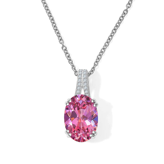 EverTrue Charisma Pink Mystic Topaz and White Zircon 7.25 ctw Pendant in Platinum Bond with Stainless Steel Necklace 20 Inches