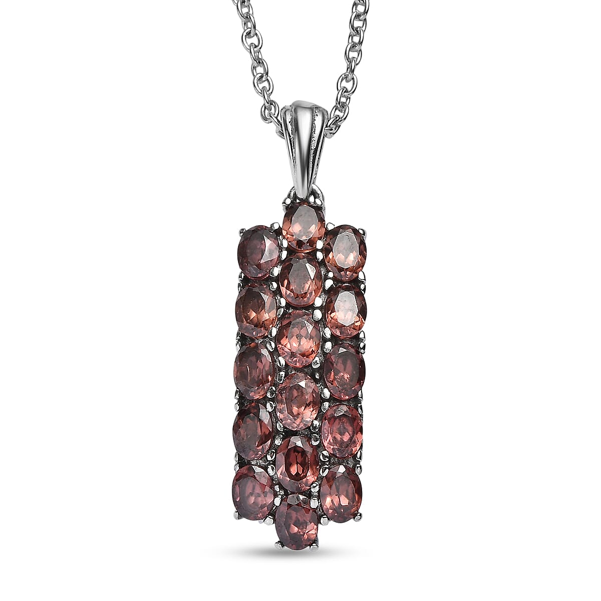 EverTrue Champagne Zircon Pendant Necklace (20 Inches) in Stainless Steel 3.20 ctw