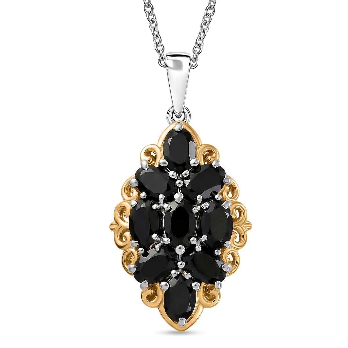 EverTrue Brazilian Citrine 4.85 ctw Pendant in 18K YG Plated and Platinum Bond with Stainless Steel Necklace 20 Inches