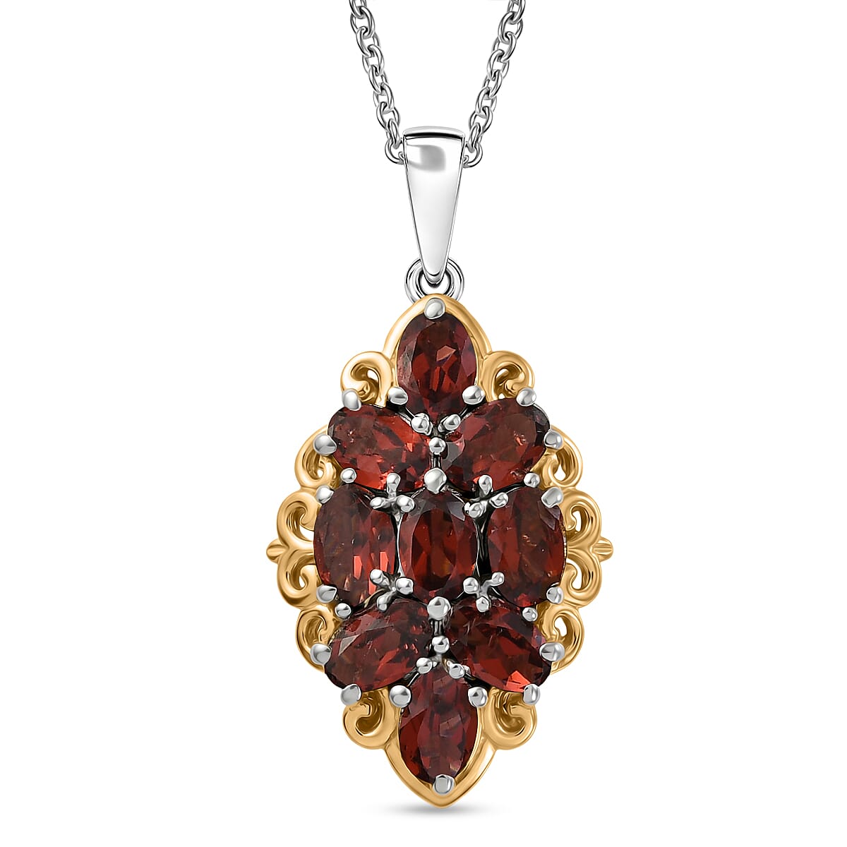 EverTrue Brazilian Citrine 4.85 ctw Pendant in 18K YG Plated and Platinum Bond with Stainless Steel Necklace 20 Inches