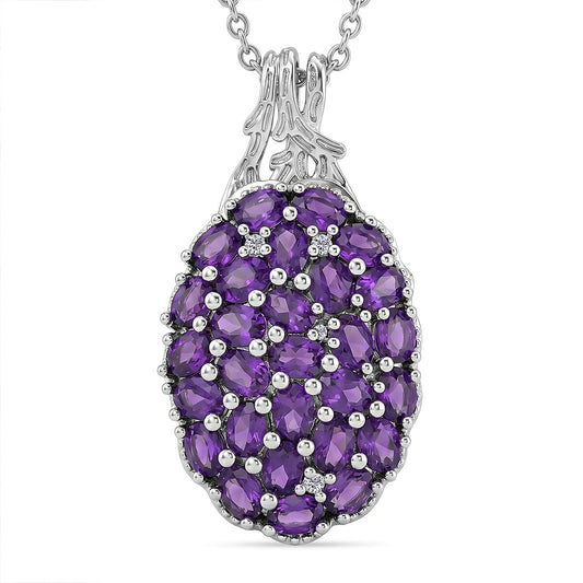 EverTrue African Amethyst, White Zircon Mosaic Bloom Ring in Platinum Bond (Size 10.0) 4.65 ctw  4478212