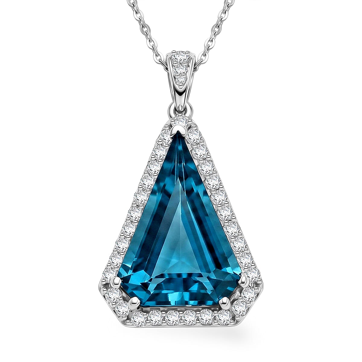 Pendant with Torn Chain 19DC (Size 18) in Rhodium Over Sterling Silver 9.96 ctw