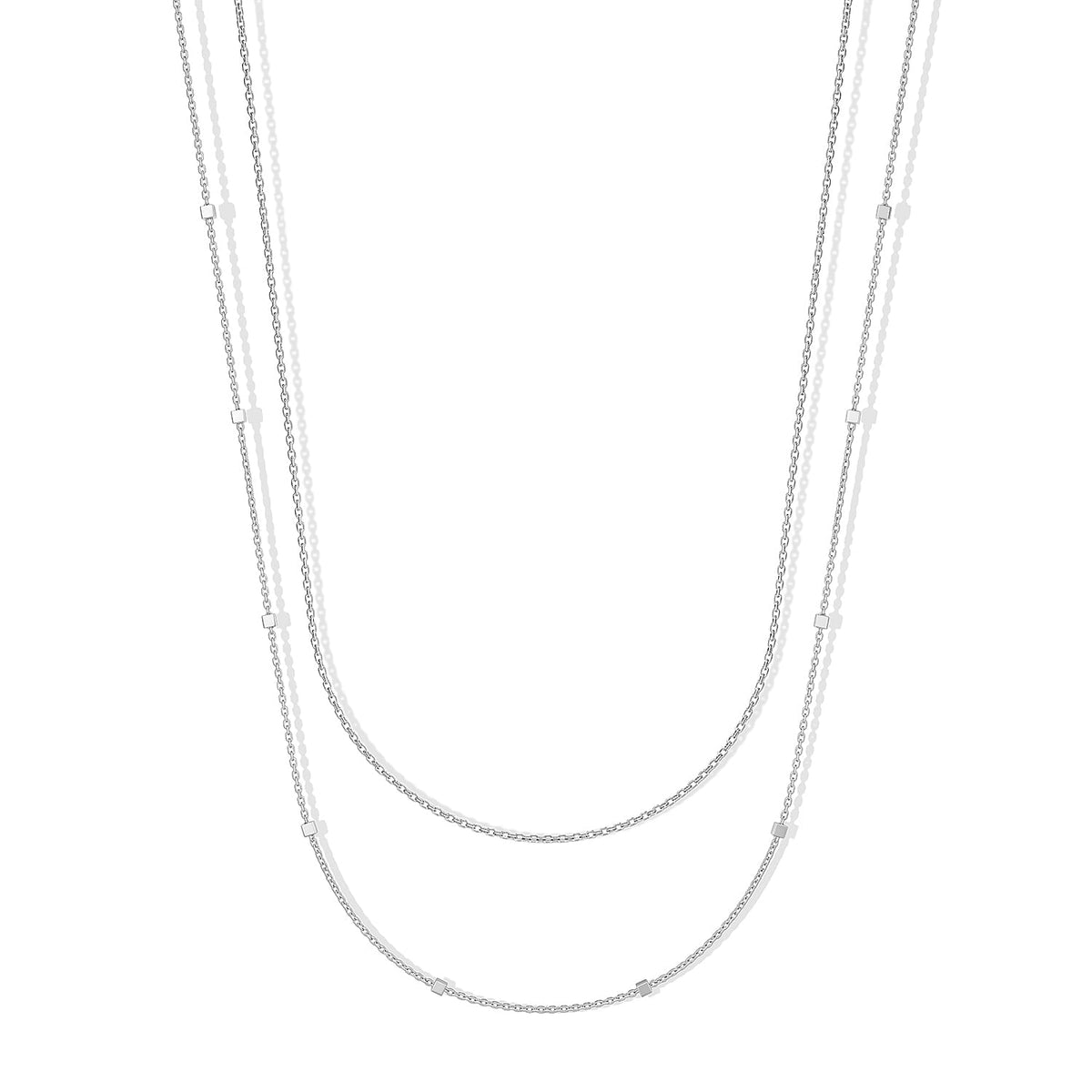 Set of 2 Necklace in Rhodium Over and Sterling Silver 2.60 Grams 18 Inches