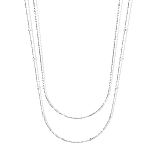 Set of 2 Necklace in Rhodium Over and Sterling Silver 2.60 Grams 18 Inches