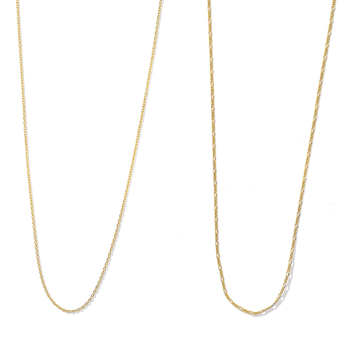 Italian 14K YG Over Sterling Silver Set of 2 Necklace (18 Inches) (2.35 g)