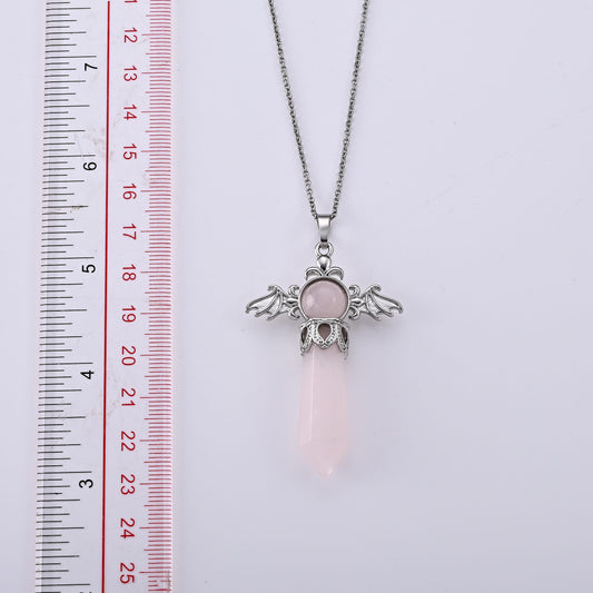 Galilea Rose Quartz Pendant in Silvertone with Stainless Steel Necklace (20 Inches) 40.00 ctw